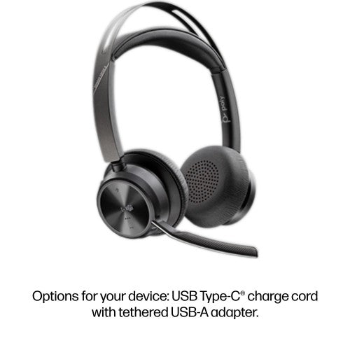 HP Poly Voyager Focus 2 Microsoft Teams Certified USB-C-C Headset +USB-C/A Adapter +Charging Stand
