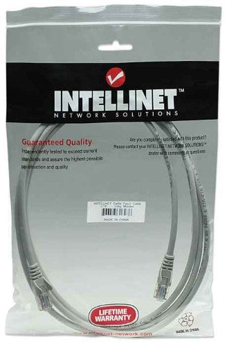 Intellinet Network Patch Cable, Cat5e, 15m, Grey, CCA, U/UTP, PVC, RJ45, Gold Plated Contacts, Snagless, Booted, Lifetime Warranty