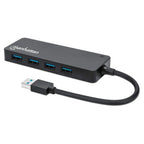 Manhattan USB-A 4-Port Hub, 4x USB-A Ports, 5 Gbps (USB 3.2 Gen1 aka USB 3.0), USB powered (no external power supply required), Equivalent to ST4300PBU3 & ST4300MINU3B