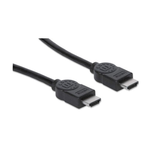 Manhattan HDMI Cable, 1080p@60Hz (High Speed), 10m, Male to Male, Black, Fully Shielded, Gold Plated Contacts, Lifetime Warranty