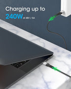Manhattan Fast USB-C to USB-C Cable (240W), 1m, 240W Laptop Charging + High-Speed Data & Video, Works with ALL Laptops (Note additional USB-C 240W wall charger needed), 40 Gbps Ultra-Fast Transfers, Black, 3 year Warranty