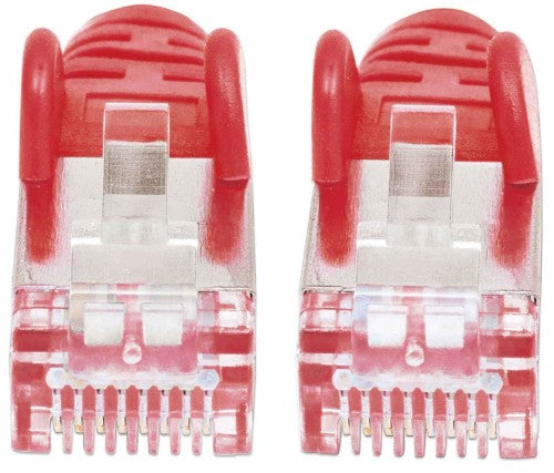 Intellinet Network Patch Cable, Cat7 Cable/Cat6A Plugs, 2m, Red, Copper, S/FTP, LSOH / LSZH, PVC, RJ45, Gold Plated Contacts, Snagless, Booted, Lifetime Warranty