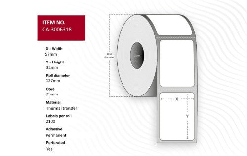 Capture CA-3006318 printer label White