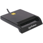 Manhattan USB-A Contact Smart Card Reader, 12 Mbps, Friction type compatible, External, Windows or Mac, Cable 105cm, Black, Three Year Warranty