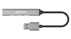 Manhattan USB-A 4-Port Hub, 4x USB-A Ports (1x 5 Gbps USB 3.2 Gen1 aka USB 3.0, 3 x 480 Mbps USB 2.0), USB powered (no external power supply required), Aluminium