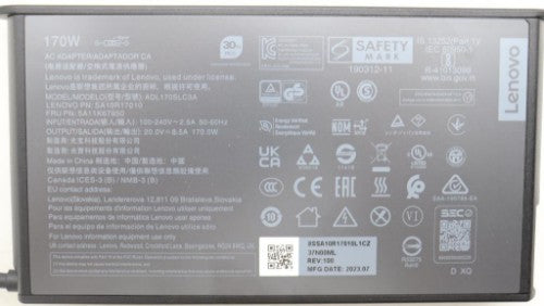 Lenovo 5A11K67850 power adapter/inverter Indoor 170 W Black