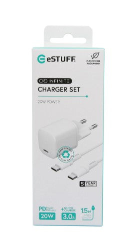 eSTUFF ES637500 mobile device charger Smartphone, Tablet White AC Fast charging Indoor