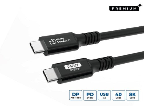 Microconnect USB4CC025-240W USB cable USB4 Gen 3x2 0.25 m USB C Black