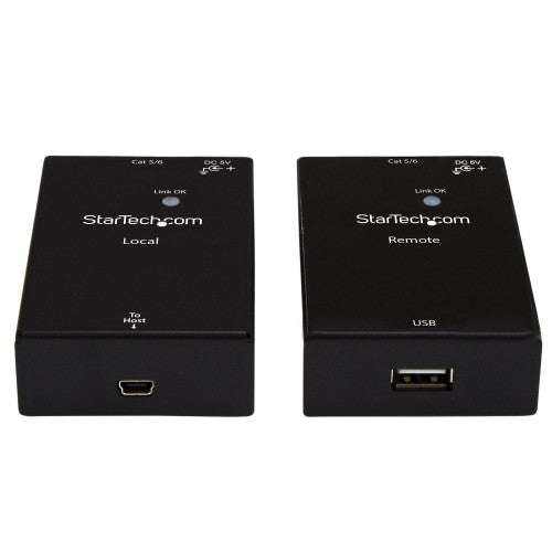 StarTech.com USB 2.0 Extender over Cat5e/Cat6 Cable (RJ45) - Up to 165ft (50m) - High Speed USB Port Extender Adapter Kit - Powered - USB over Ethernet Cable Extender - 480Mbps - Metal - TAA