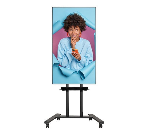 B-Tech Large Universal Flat Screen Trolley / Floor Stand (VESA 600 x 400) - 1.6m Ø50mm Poles