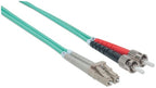 Intellinet Fiber Optic Patch Cable, OM3, ST/LC, 1m, Aqua, Duplex, Multimode, 50/125 µm, LSZH, Fibre, Lifetime Warranty