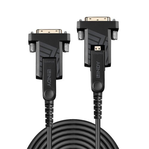 Lindy 40m Fibre Optic Hybrid Micro-HDMI 18G Cable with Detachable HDMI and DVI Connectors