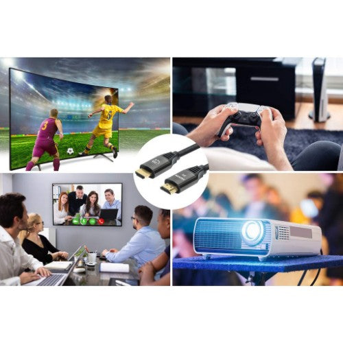 Manhattan HDMI 8K@60Hz Cable with Ethernet, 1m, Certified, Suitable for ALL 8K, 4K & 1080p/HD uses - when upgrading now or have it ready for when you need it, Male to Male, Black, 4K@120Hz, Lifetime Warranty, Ultra High Speed
