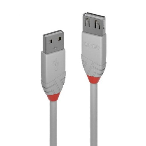 Lindy 3m USB 2.0 Type A Extension Cable, Anthra Line, Grey