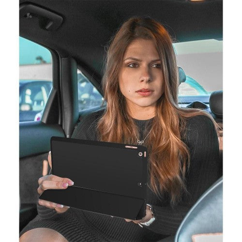 eSTUFF DENVER Folio Case for iPad 9.7 2018/2017- Black PU leather/Clear