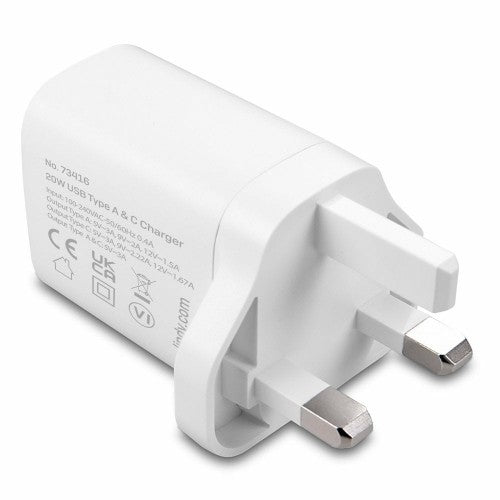 Lindy 20W USB Type A and C Charger