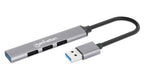 Manhattan USB-A 4-Port Hub, 4x USB-A Ports (1x 5 Gbps USB 3.2 Gen1 aka USB 3.0, 3 x 480 Mbps USB 2.0), USB powered (no external power supply required), Aluminium