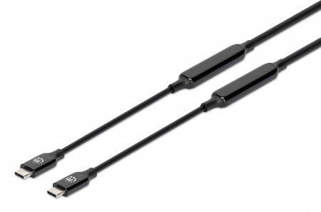Manhattan USB-C to USB-C Cable, 5m, Active, Male to Male, Black, 10 Gbps (USB 3.2 Gen2 aka USB 3.1), 3A (fast charging), SuperSpeed+ USB, Lifetime Warranty
