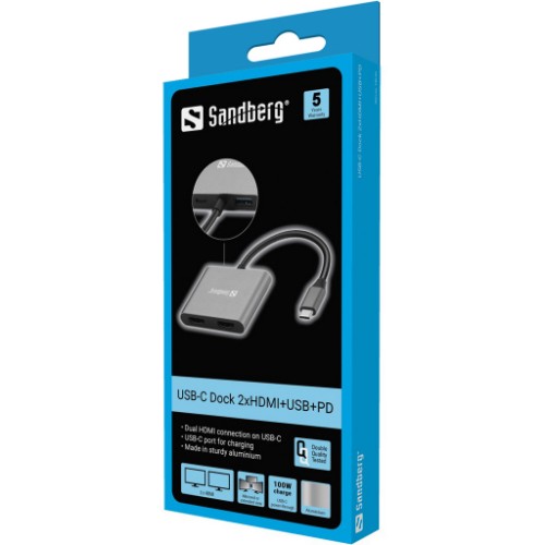 Sandberg USB-C Dock 2xHDMI+USB+PD