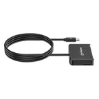 Manhattan USB-C Contact Smart Card Reader with MicroSD slot, USB Type-C Male to Contact Reader Interface and microSDXC, Supports Windows, macOS and Linux, Reads SIM Cards with Adapter, Cable 1m, Black, Three Year Warranty