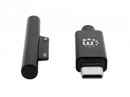 Manhattan USB-C to Microsoft Surface Charging Cable, 1.8m, Male to Male. 15V/3A, Black, Charge only - no data transmission, Lifetime Warranty