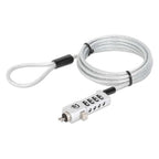 Manhattan Universal Laptop Combination Lock For Noble Wedge®, Nano and K-Slot, Secure 3-in-1 Anti-theft Notebook Lock, Resettable 4-digit Combo, 1.8m, Cut-Resistant Carbon Steel Cable, Translucent PVC Jacket, Silver