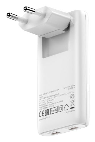 Verbatim Fold 'n' Go GaN Charger 65W EU plug White
