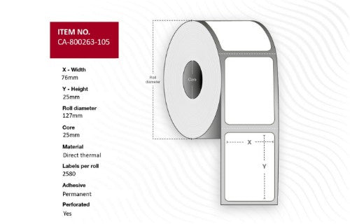 Capture CA-800263-105 printer label White