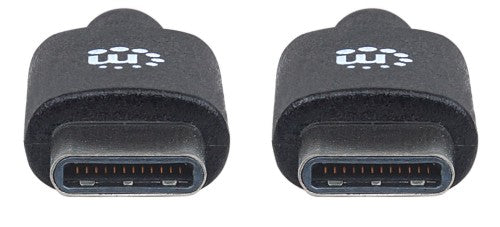 Manhattan USB-C to USB-C Cable, 2m, Male to Male, Black, 480 Mbps (USB 2.0), 3A, Hi-Speed USB, Lifetime Warranty, Equivalent to USB2CC2M
