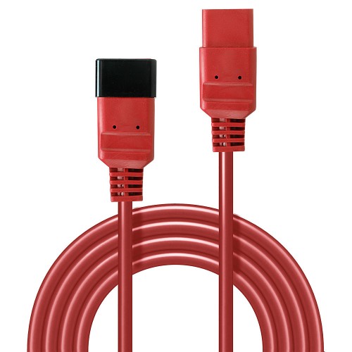 Lindy 3m IEC C19 to C20 Extension Cable, Red