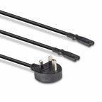 Lindy 2.5m UK 3 Pin Plug to 2 x IEC C7 Splitter Extension Cable, Black