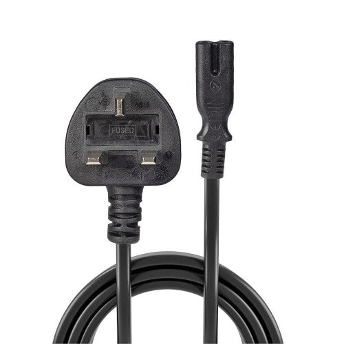 Lindy 1m UK 3 Pin Plug To IEC C7 Mains Power Cable, Black