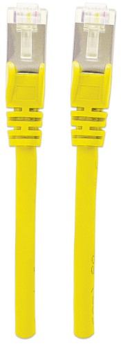 Intellinet Network Patch Cable, Cat6A, 0.5m, Yellow, Copper, S/FTP, LSOH / LSZH, PVC, RJ45, Gold Plated Contacts, Snagless, Booted, Lifetime Warranty