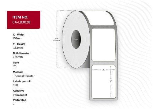 Capture CA-LB3028 printer label White