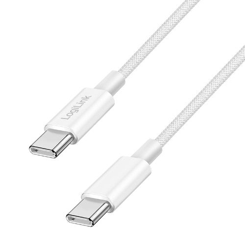 LogiLink USB 2.0 Type-C cable, C/M to C/M, nylon jacket, 60W, white, 0.5 m