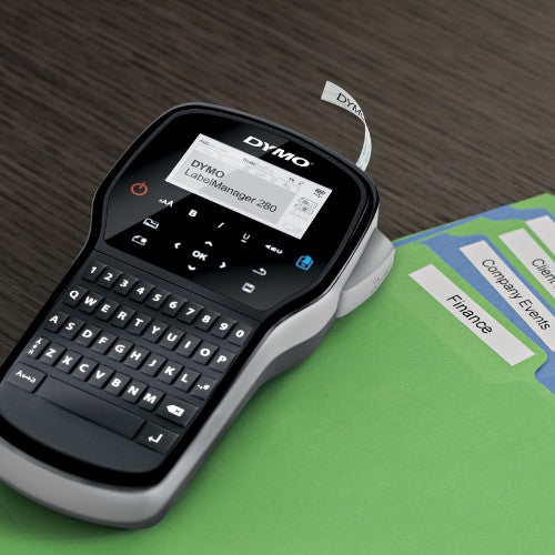 DYMO LabelManager 280 Rechargeable Handheld Label Maker Kit | QWERTY Keyboard | with 2 Rolls of D1 Labels & Carrying Case