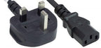 Manhattan Mains Power Cord/Cable, UK 3-pin plug to C13 Female (kettle lead), 1.8m, 10A, Black, Lifetime Warranty