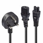 Lindy 2.5m UK 3 Pin Plug to IEC C13 and IEC C5 Splitter Extension Cable, Black