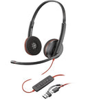 HP Poly Blackwire 3220 Stereo USB-C Headset +USB-C/A Adapter