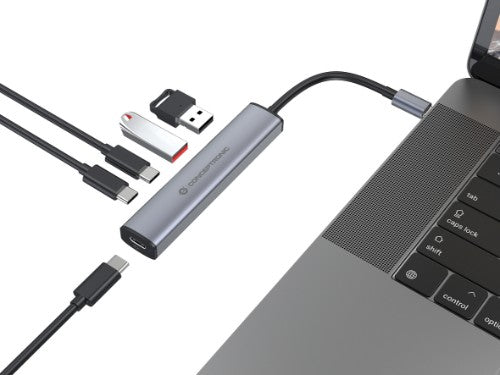 Conceptronic HUBBIES22G 4-Port USB 3.2 Gen 1 Hub, 2 x USB-C & 2 x USB-A Ports, 5Gbps, USB-C PD 100W