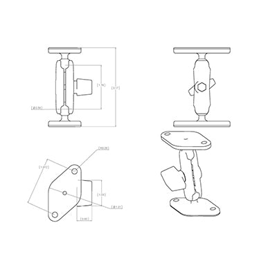 RAM Mounts Double Ball Diamond Plate Mount