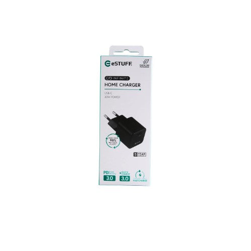 eSTUFF ES637028 mobile device charger Smartphone Black AC Fast charging Indoor