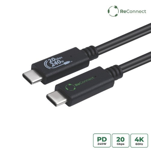 Microconnect ECO-USB3.2CC0.5 USB cable USB 3.2 Gen 2x2 0.5 m USB C Black