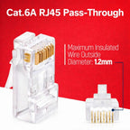 Equip Cat.6A RJ45 Pass Through Plug, 100pcs/Set