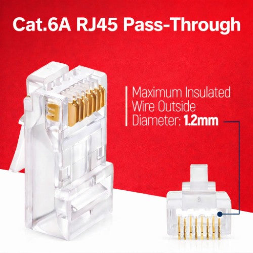 Equip Cat.6A RJ45 Pass Through Plug, 100pcs/Set
