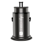 Techly Mini Car Charger USB-A and USB-C Quick Charge 3.0 38W in Black Metal