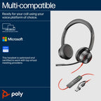 HP Poly Blackwire 8225 Stereo USB-C Headset +USB-C/A Adapter