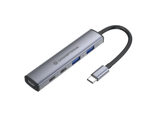 Conceptronic HUBBIES22G 4-Port USB 3.2 Gen 1 Hub, 2 x USB-C & 2 x USB-A Ports, 5Gbps, USB-C PD 100W