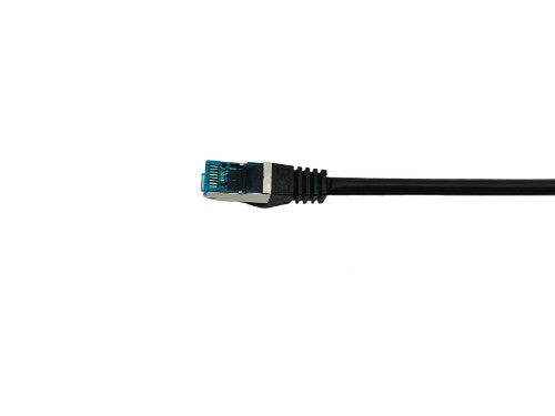 Equip Cat.6A S/FTP Patch Cable, Angled to Straight plug, 0.5m, Black