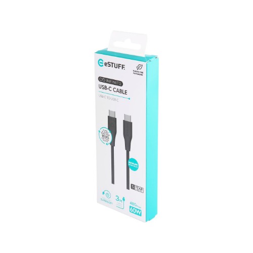 eSTUFF ES604380 USB cable USB 2.0 3 m USB C 60 W Black